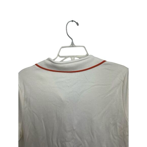 Lands' End Polo Shirt Womens Large Bird White Orange Cotton Preppy Whimsical - Picture 6 of 7